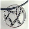 Image 1 : BZ2053-75C SILVER DIAMOND & BLACK CZ WITH LEATHER