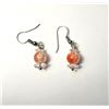 Image 1 : 25) SILVER TONE WITH CLEAR & PEACH CRACKED CRYSTAL
