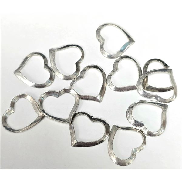 BZ2053-81C SILVER PACK OF 12 FLOATING HEART