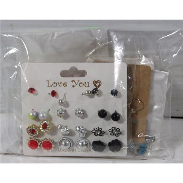 BAG W/ 10 SETS OF NEW COSTUME JEWELLERY.