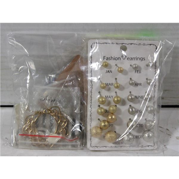 BAG W/ 10 SETS OF NEW COSTUME JEWELLERY.