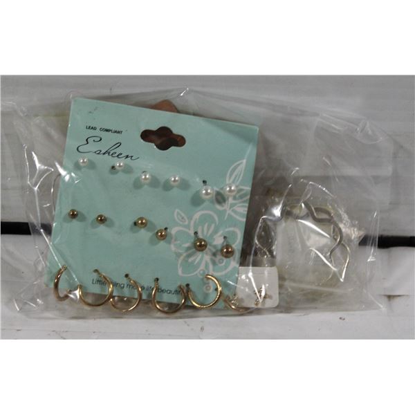 BAG W/ 10 SETS OF NEW COSTUME JEWELLERY.