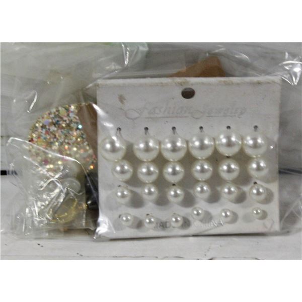 BAG W/ 10 SETS OF NEW COSTUME JEWELLERY.