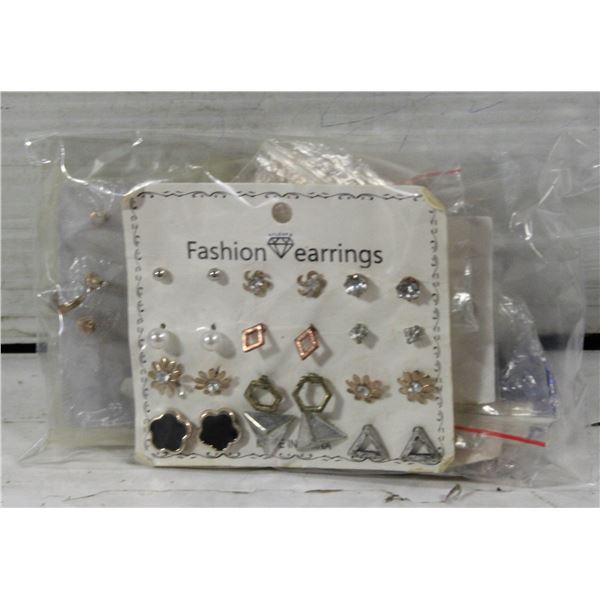 BAG W/ 10 SETS OF NEW COSTUME JEWELLERY.