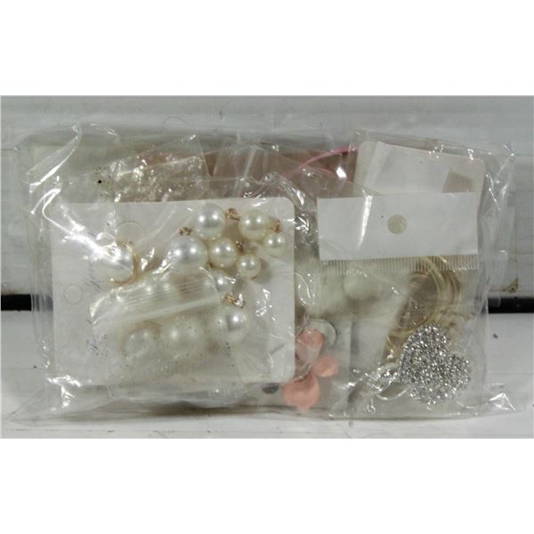 BAG W/ 10 SETS OF NEW COSTUME JEWELLERY.