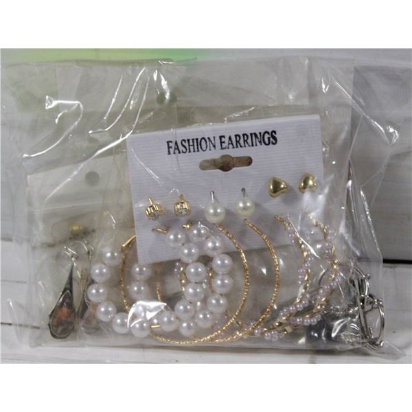 BAG W/ 10 SETS OF NEW COSTUME JEWELLERY.