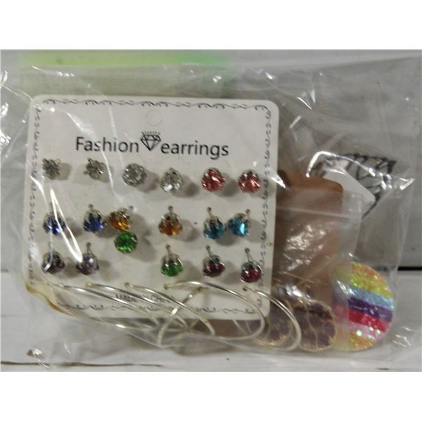 BAG W/ 10 SETS OF NEW COSTUME JEWELLERY.