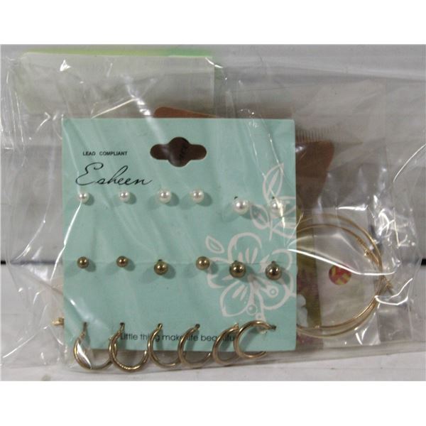 BAG W/ 10 SETS OF NEW COSTUME JEWELLERY.