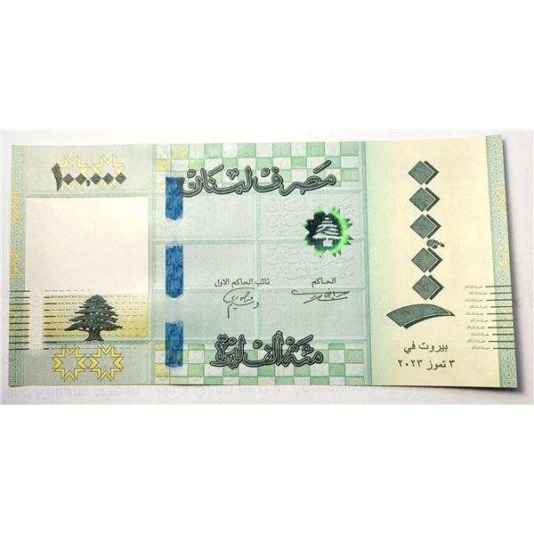 10)  FROM LEBANON, 2023,  100,000 LIVRES BANK-