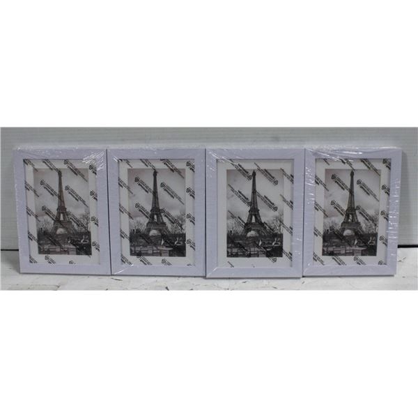 SET OF 4 PICTURE FRAME DISPLAY PICTURES WHITE
