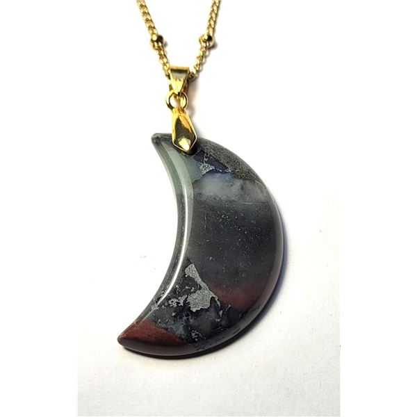 20) NATURAL AFRICAN BLOODSTONE 1/2 MOON