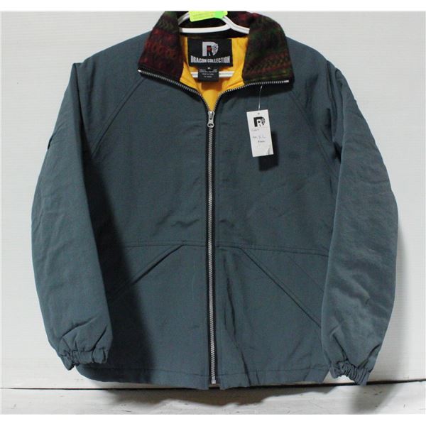 NEW GREY INSULATED JACKET RED/GREEN COLLAR