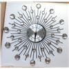 Image 1 : 4) VINTAGE SUNBURST CLOCK WITH CRYSTAL ACCENTS.