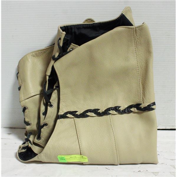 MENS SIZE 48 LEATHER VEST MADE IN CANADA-ESTATE