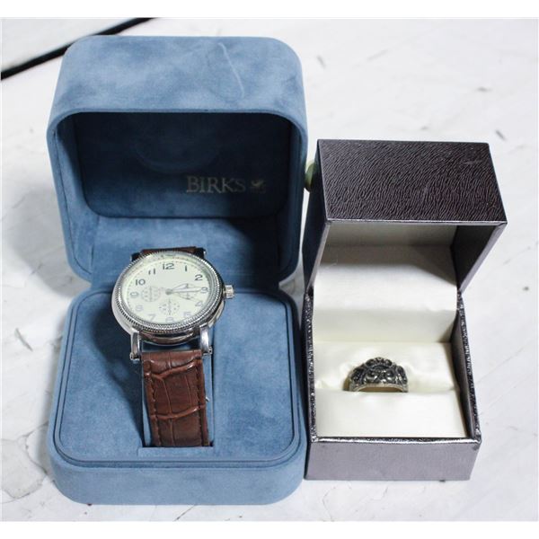 ESTATE MENS WATCH & RING IN BOXES TOGETHER-ESTATE