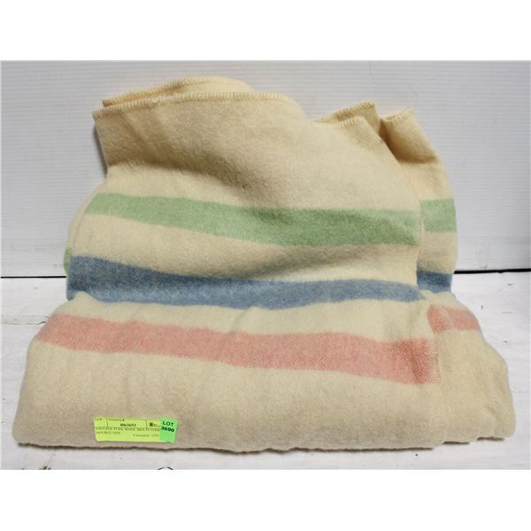 VINTAGE PURE WOOL MULTI STRIPE DOUBLE SIZE