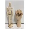 Image 1 : WOOD MANNEQUIN & WOOD FUNCTIONAL HAND TOGETHER