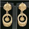 Image 2 : Vintage Victorian Revival 14k Gold Wire & Bead Open Work Drop Dangle Earrings