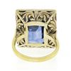 Image 7 : Antique 18K TT Gold Bezel Blue Stone 1.1 ctw Old Mine Cut Diamond Platter Ring