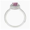 Image 8 : NEW Martin Flyer Platinum 1.57 ctw Round Pink Sapphire w/ Pave Diamond Halo Ring