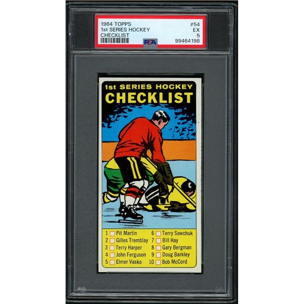 1964-65 Topps #54 1st Series Checklist (PSA 5)