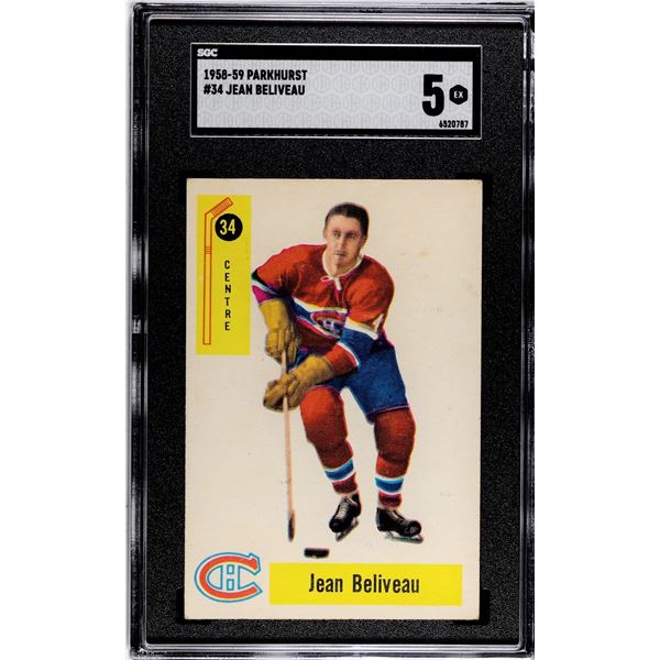 1958-59 Parkhurst #34 Jean Beliveau (SGC 5)