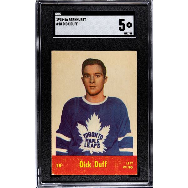 1955-56 Parkhurst #18 Dick Duff RC (SGC 5)
