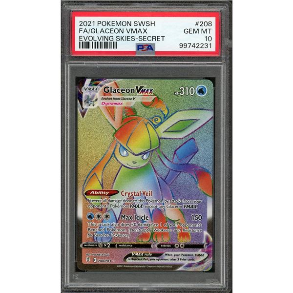 2021 Pokémon Glaceon Full Art VMAX SECRET rare - PSA 10
