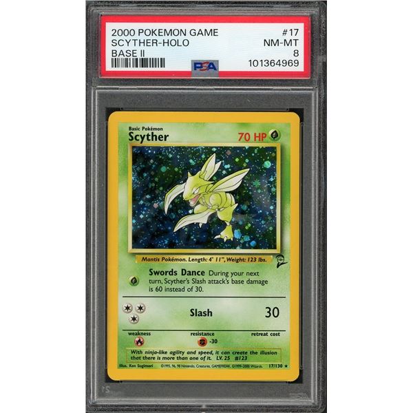 2000 Pokemon Scyther Holo - PSA 8