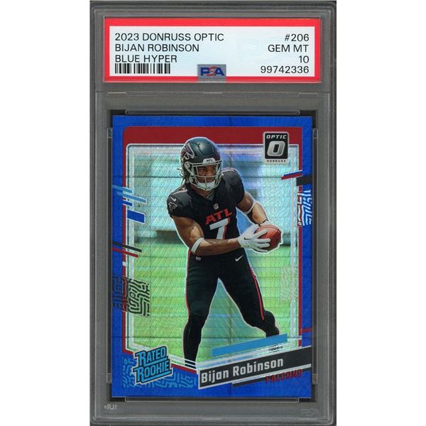 2023-24 Dontuss Optic Bijan Robinson Blue Hyper Rated Rookie - PSA 10