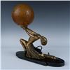 Image 4 : Art Deco Gilt Metal Figural Dancer Lamp with Globe Shade