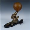 Image 5 : Art Deco Gilt Metal Figural Dancer Lamp with Globe Shade