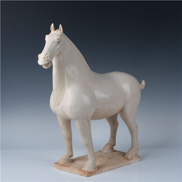 Vintage Italian Glazed Terracotta Tang Horse Sculpture