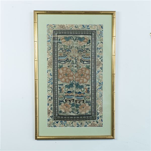 Antique Chinese Silk Embroidery Forbidden Stitches Panel