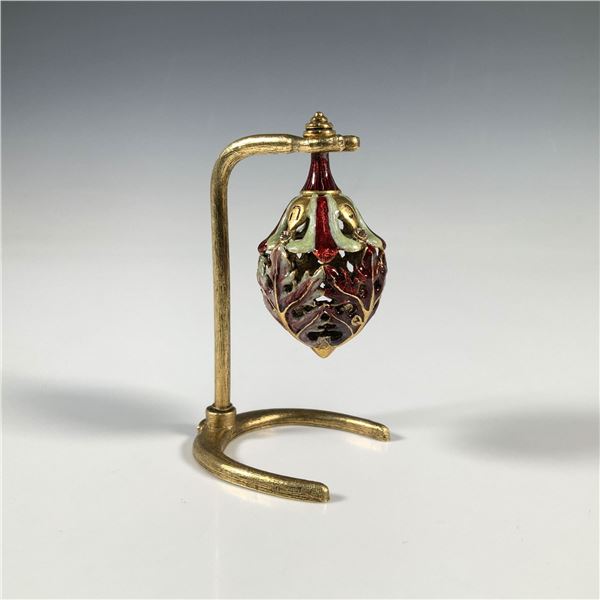 Quest Gold-Tone Enamel Leaf Filigree Dreidel with Stand
