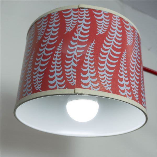 Mid Century Modern Metal Red Floor Lamp with Marble Base