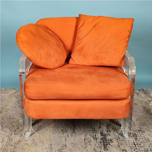 Mid Century Modern Peach and Lucite Lounge Chair