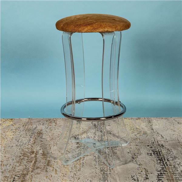 Mid Century Karmel Plastics High Lucite Vanity Bar Stool