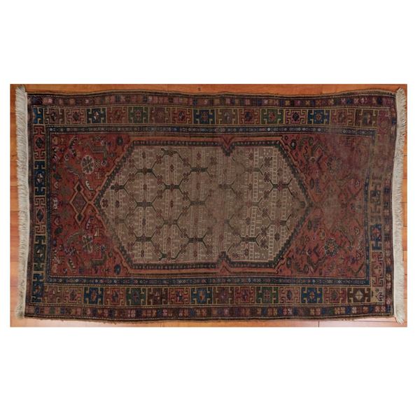 Antique Persian Floral Fringed Rug