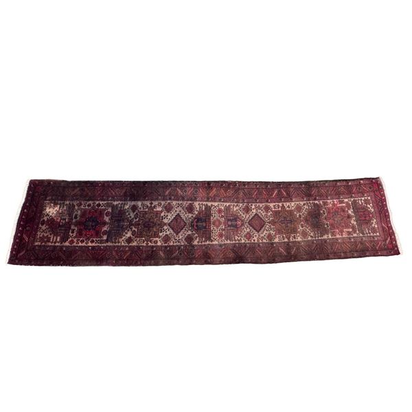 Turkish Red Geometric Pattern Runner Rug