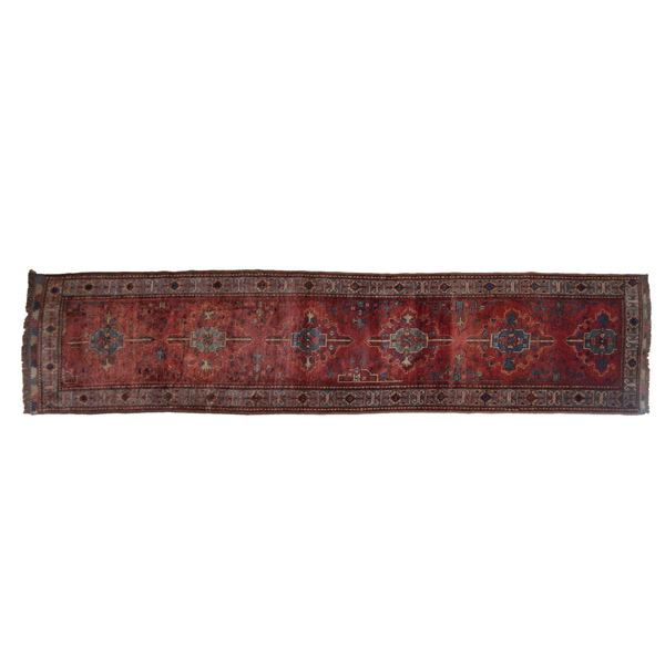 Vintage Burgundy Wool Rug Runner
