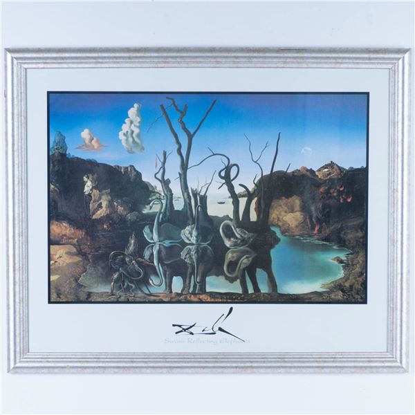 Salvador Dali (Aft.) Color Poster Swans Reflecting Elephants