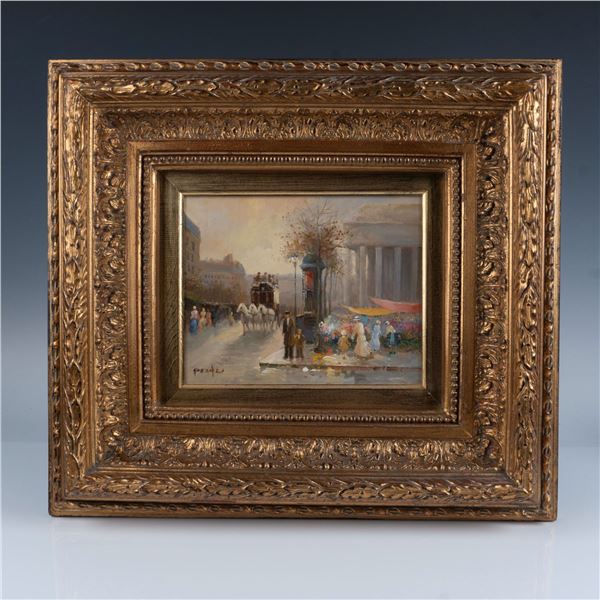 T.E. Pencke, Impressionist Oil on Board, Paris Scene, Signed
