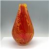 Image 2 : Art Glass Yellow and Red Swirled Trumpet Vase