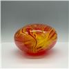 Image 3 : Art Glass Yellow and Red Swirled Trumpet Vase