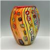 Image 1 : Striped Multicolored Art Glass Vase