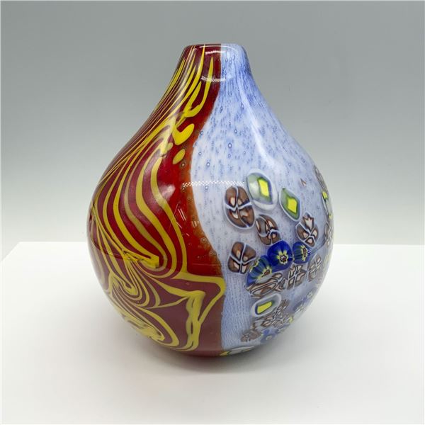 Two Toned and Multicolored Art Glass Vase