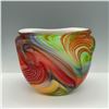 Image 1 : Multicolored Swirl Patterned Art Glass Vase