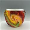 Image 2 : Multicolored Swirl Patterned Art Glass Vase