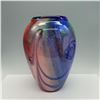 Image 1 : Multicolored Blue Swirl Patterned Art Glass Vase
